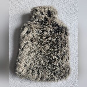 HOT WATER BOTTLE with Super Soft Charcoal Grey Faux Fur Cover